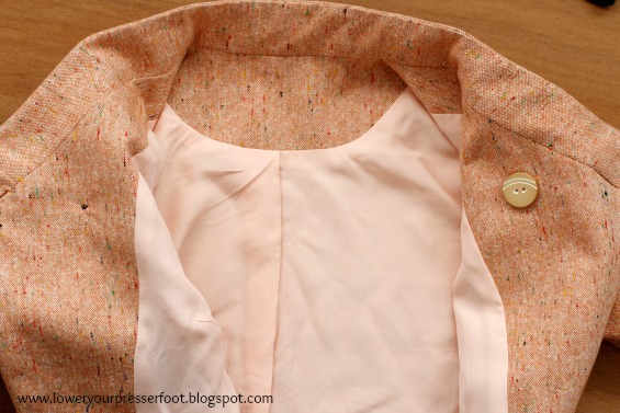 Kwik Sew 3531 asymmetrical jacket in peach tweed wool www.loweryourpresserfoot.blogspot.com