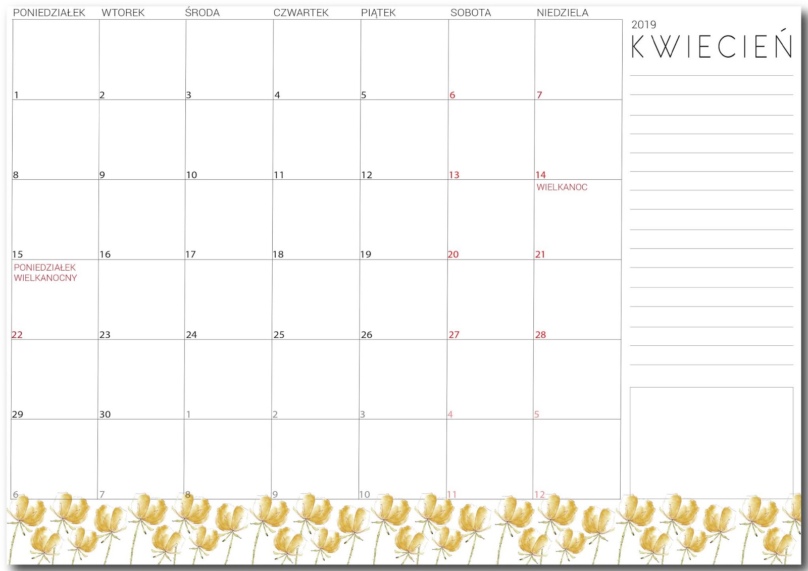 Planner na kwiecień 2019