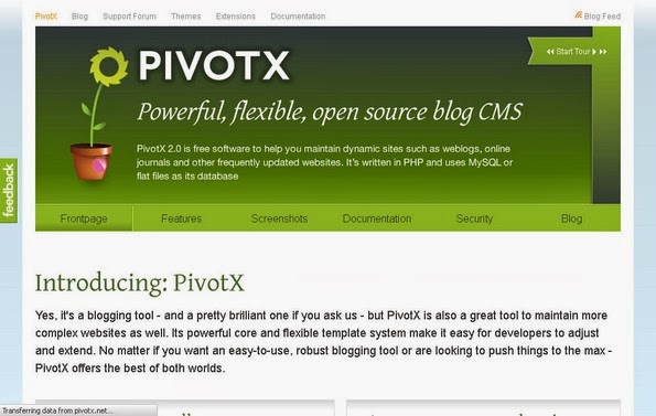 Pivotx flat-file blogging software