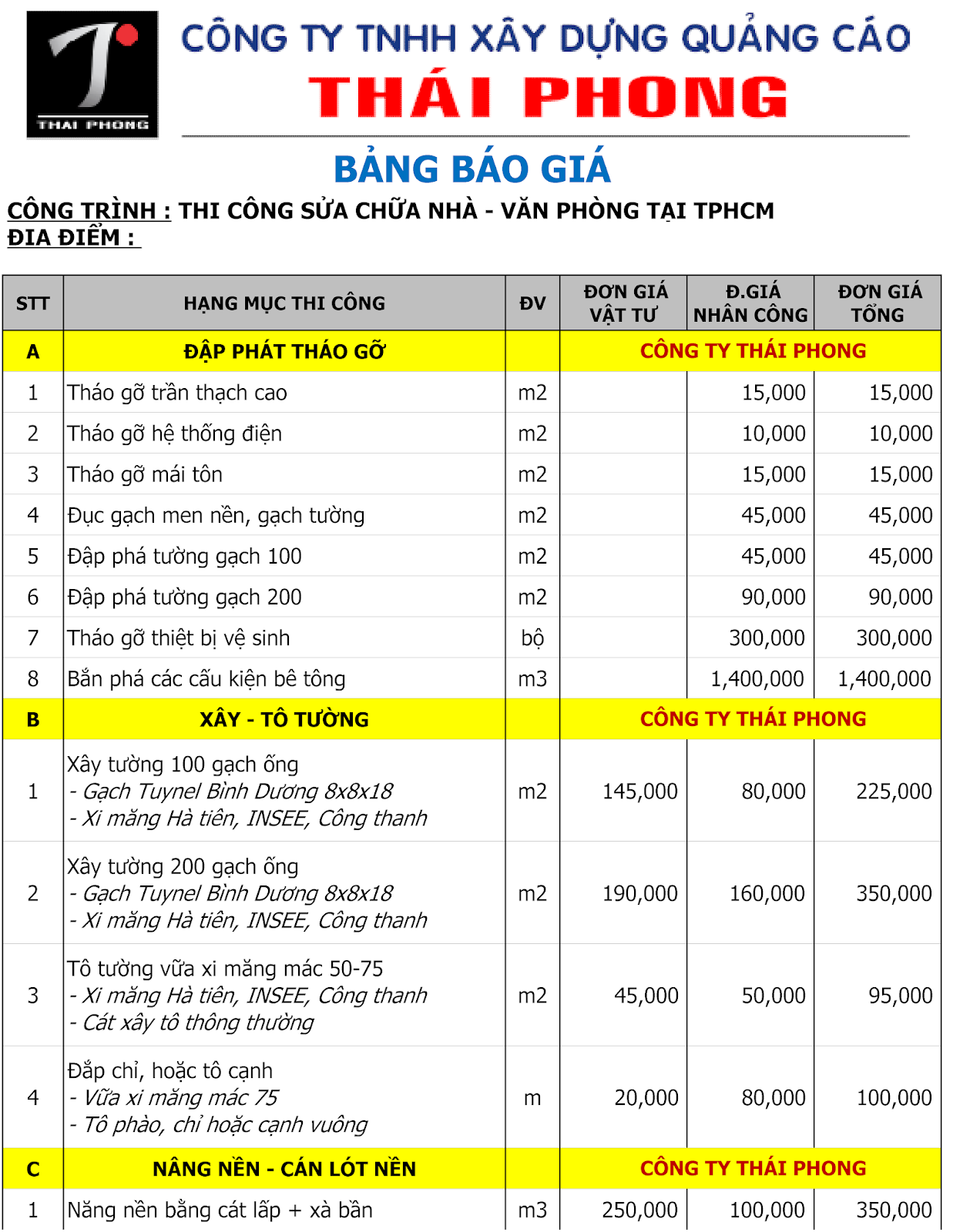 BAO GIA SON SUA NHA 1