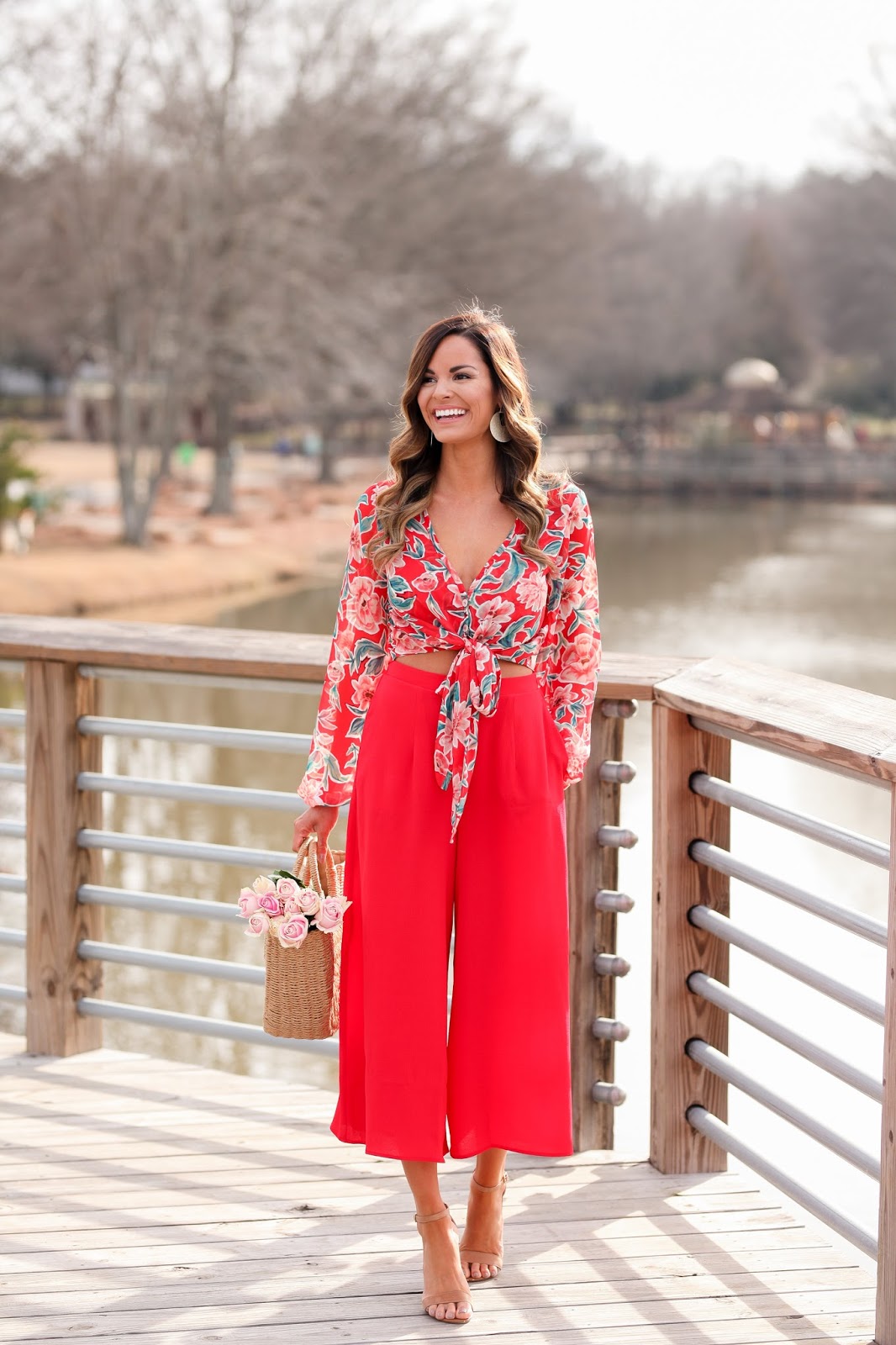 red gaucho pants