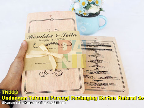 Undangan Talenan Persegi Packaging Kertas Natural Accesories Pita
