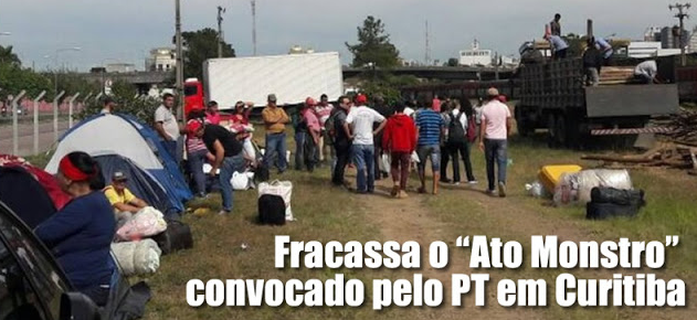 Fracassa ato monstro convocado pelo PT e MST. Menos de 10% do público esperado vai a Curitiba defender Lula