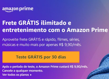 Amazon Prime - Faça sua inscrição clicando na imagem e garanta seu teste gratuito de 1 mês !
