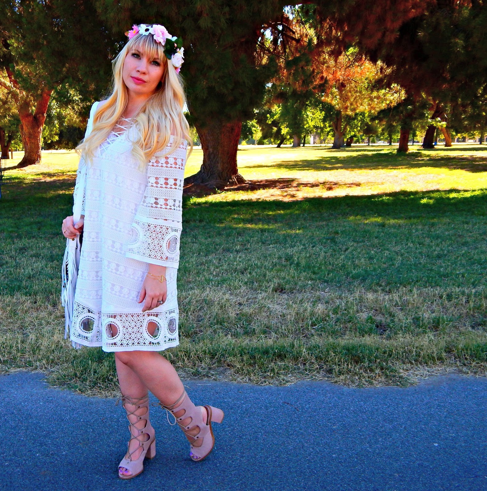 White Crochet Summer Dress