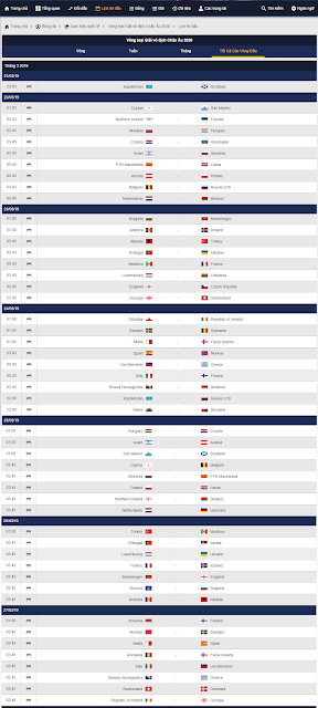 Lịch thi đấu bóng đá vòng loại Euro 2020 tháng 03/2019 lịch thi đấu euro 2020