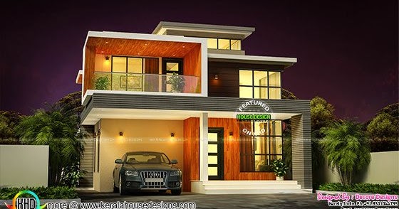 Night view of 1991 sq ft contemporary  home  Kerala home  