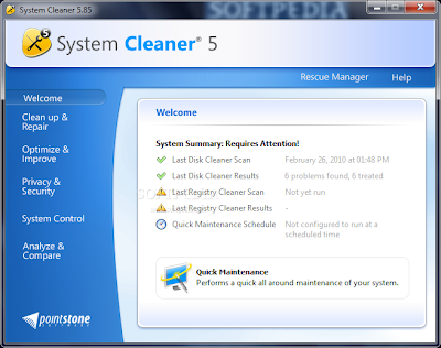 تحميل برنامج System Cleaner 6.0.0.15 لتنظيف و صيانة الويندز و حذف الملفات التالفة