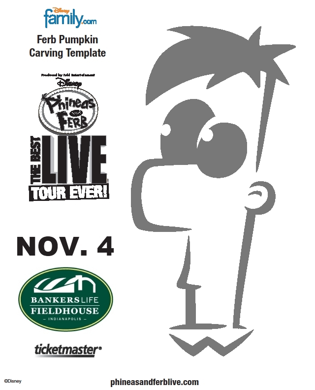 Free Ferb Pumpkin Carving Template Coloring Page Stencil Pattern