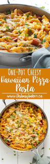 Cheesy One-Pot Hawaiian Pizza Pasta www.thebusybaker.ca