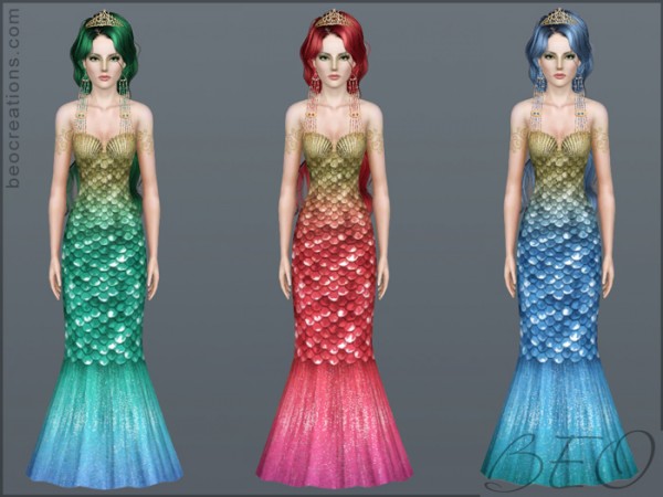 Custom Sims 3: Sea Princess Dress and Mermaid Tail