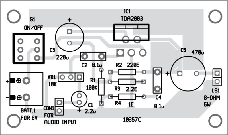3W/6W audio amplifier using TDA2003 - Circuits Project