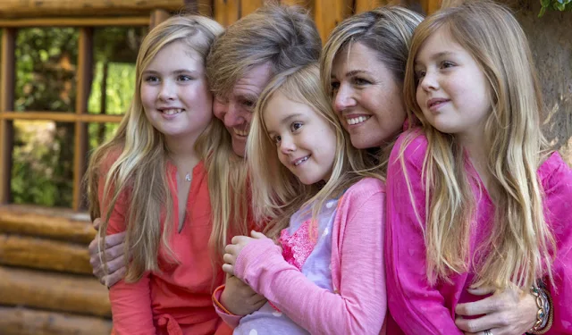 King Willem-Alexander of Netherlands and Queen Maxima of Netherlands Princesses Amelia, Alexia and Ariana