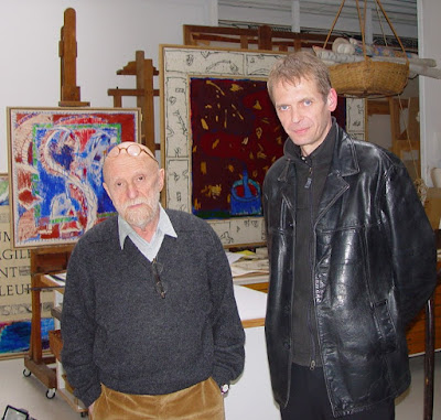 Pierre Alechinsky and Klaus Guingand - 2005 - Bougival - France. Pierre Alechinsky studio