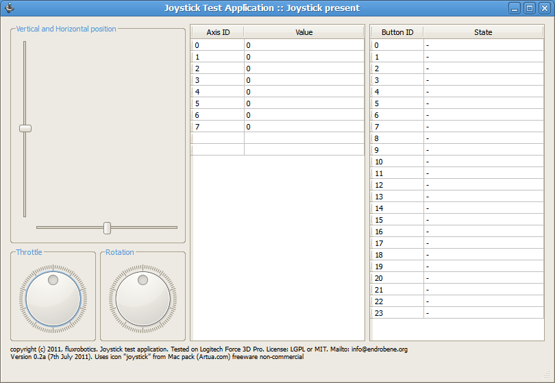 Fluxrobotics Joystick test application (Qt + DirectInput8) [Windows]