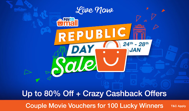 Get up to 80% off and incredible cashback offers at Paytm Mall’s Republic Day Sale Get up to 80% off and incredible cashback offers at Paytm Mall’s Republic Day Sale