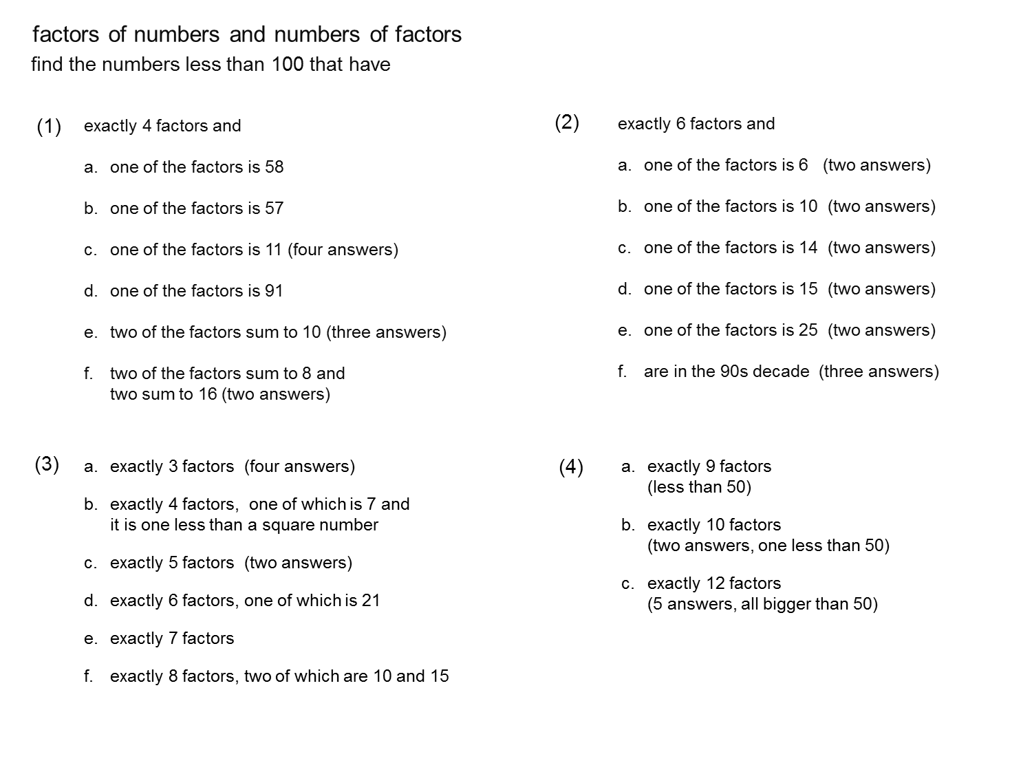 worksheet All Factors Of 50 median don steward mathematics teaching factors of numbers and the powerpoint for this