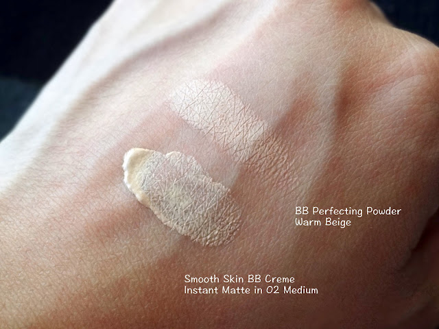 New York Color’s Smooth Skin BB Creme Instant Matte  and BB Perfecting Powder Swatches