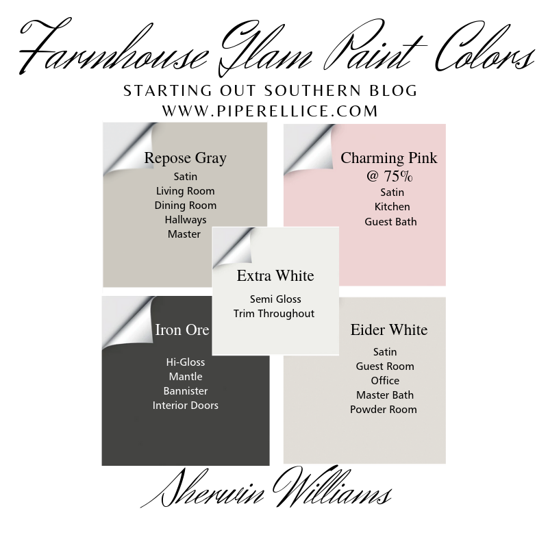 Piper Ellice Farmhouse Glam Paint Colors Sherwin Williams