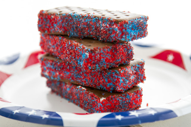 Red, White, and Blue Ice Cream Sandwiches 