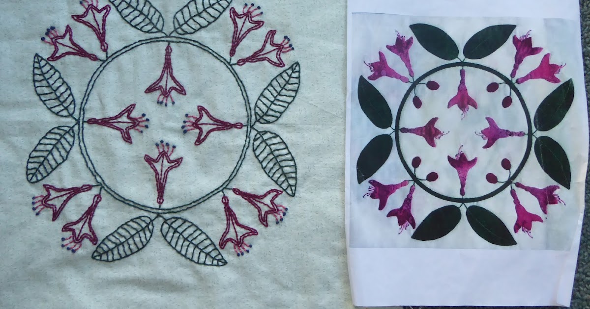 Romany Quilting New Zealand Fuchsia Stitchery Block
