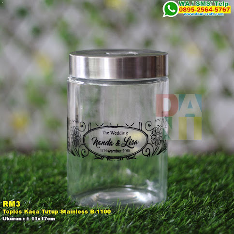 Toples Kaca Tutup Stainless B-1100