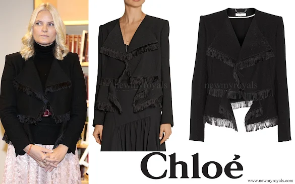 Crown Princess Mette Marit wore Chloe Fringed Jacquard Jacket
