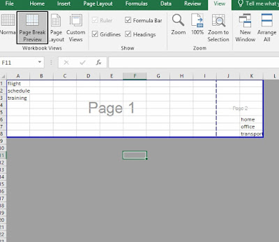 page break preview excel