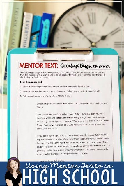 Using mentor sentences and texts in middle and high school English classes.