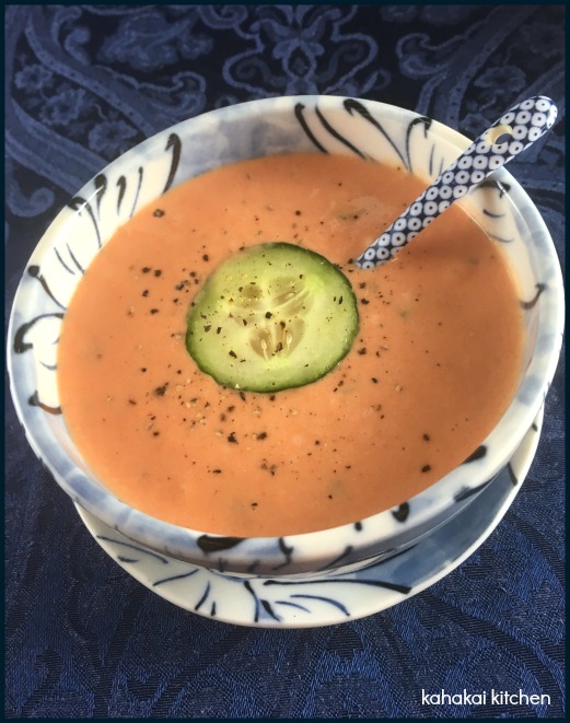Kahakai Kitchen Cold and Creamy TomatoCucumber Soup (or "Pink