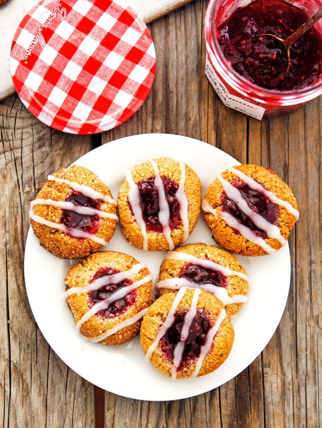 The Iron You Raspberry Almond Thumbprint Cookies with Lemon Glaze
