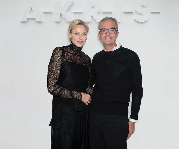 Princess Charlene wore Akris dress from Womenswear Fall Winter 2018-2019 Collection. Albert Kriemler Spring Summer 2019 collection