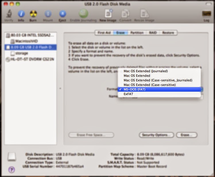 ms-dos or mac os extended for usb