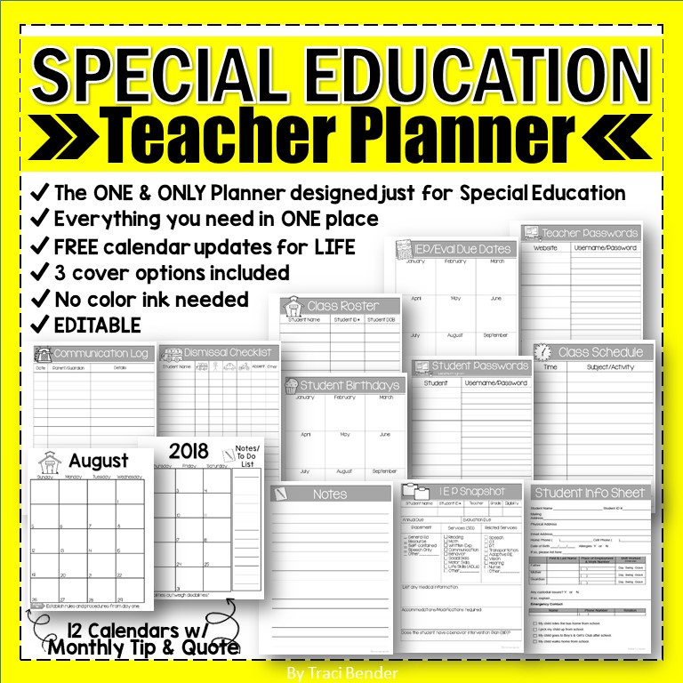 The Bender Bunch The ONE & ONLY Special Education Teacher Planner