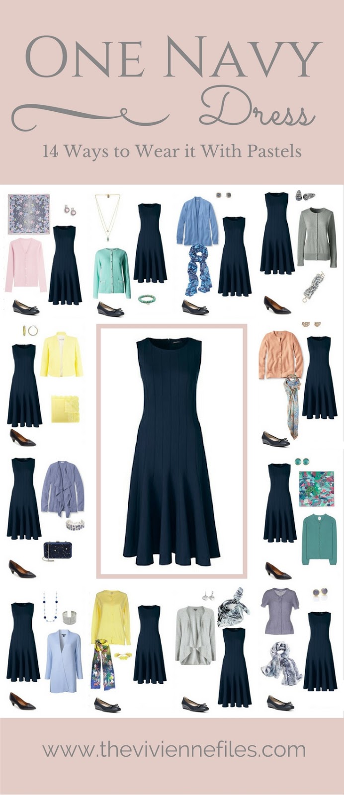 One Navy Dress in a Capsule Wardrobe 14 Ways to Wear it With Pastels The Vivienne Files