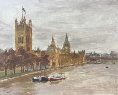 #149 ‘View From Lambeth Bridge’ 9.5×12″