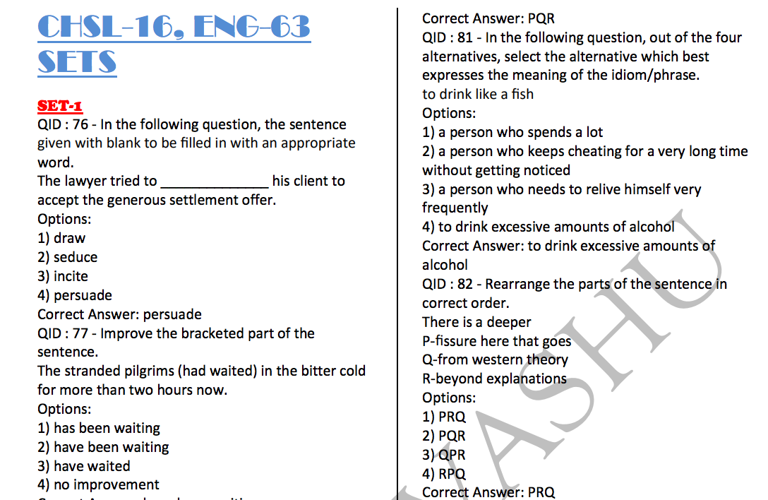 Ssc Chsl English Study Material Pdf