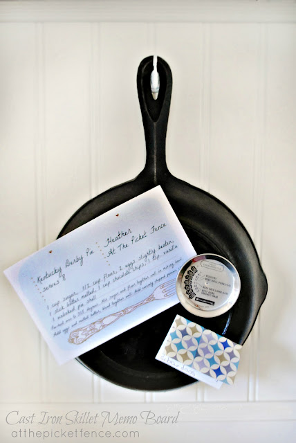 cast iron skillet, kitchen, memo board, DIY, craft 