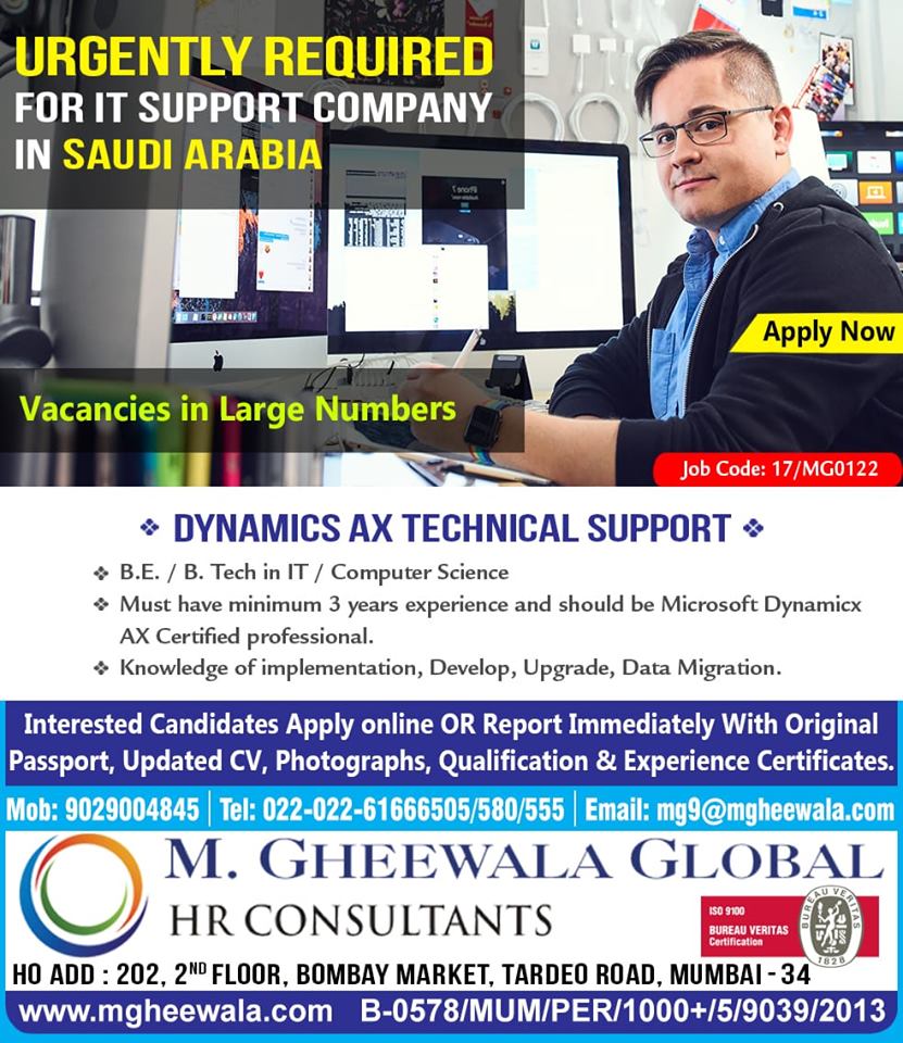 Urgently Required for It Support Company in Saudi Arabia Urgently Required for It Support Company in Saudi Arabia
