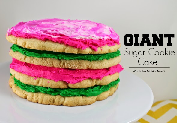 Giant Sugar Cookie Layer Cake - recipe makes 5 giant cookies, buy frosting from grocery story bakery for super cheap! 