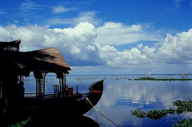 A Boathouse on the placid backwaters of Kumarakom