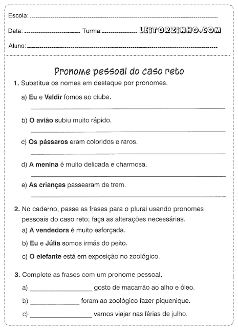 Pronome pessoal do caso reto
