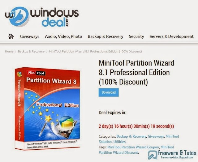 Offre promotionnelle : MiniTool Partition Wizard Professional Edition à nouveau gratuit !