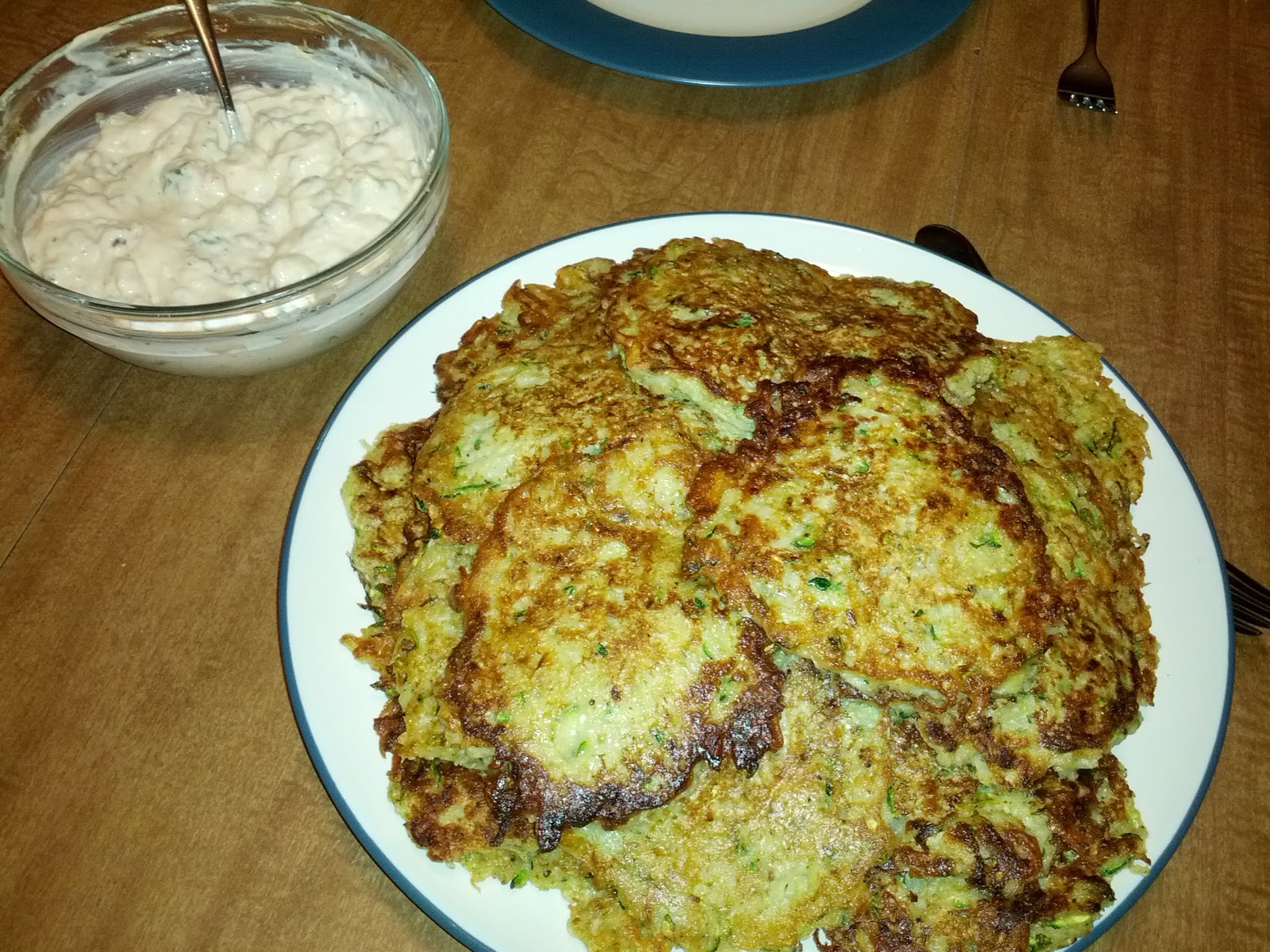 Legally Delicious Zucchini Potato and Onion Latkes with Chipotle