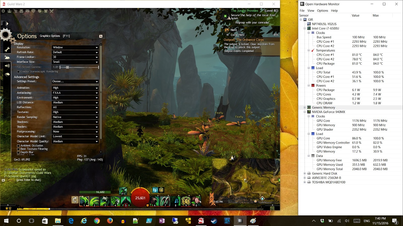 Tom's Random Tech Blog Guild Wars 2 Graphics Settings on Midtier Laptops