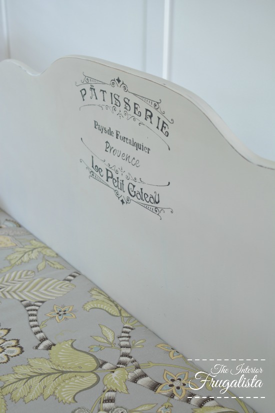 Stenciled French Graphic on Headboard Dining Bench