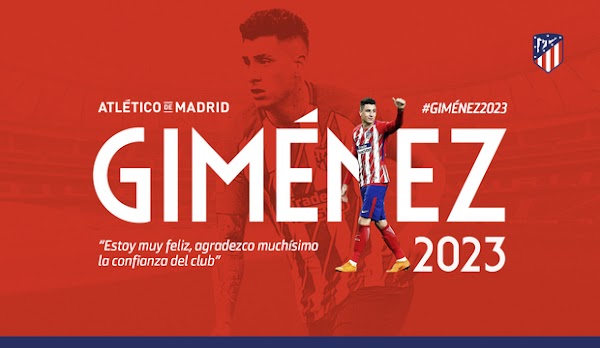 Oficial: El Atlético de Madrid renueva a Giménez hasta 2023