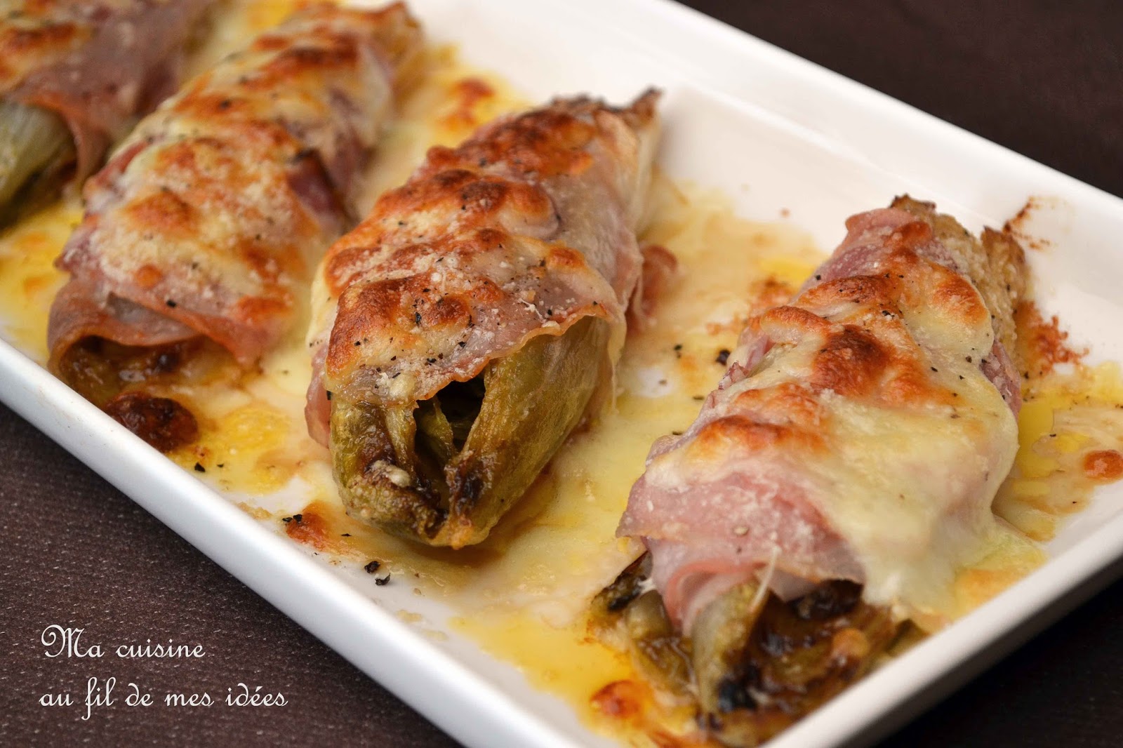 Ma cuisine au fil de mes idées... Chicons braisés à la pancetta et