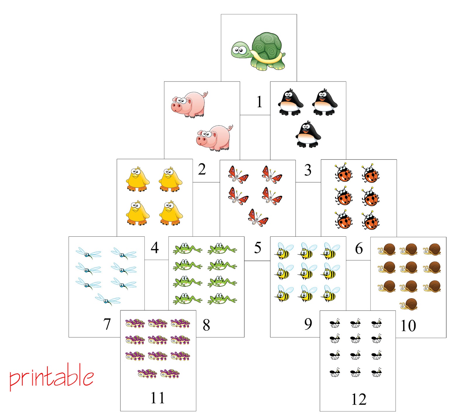 printables: learning numbers - flash card - printable PDF