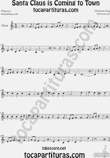 Partitura de Santa Claus Is Coming To Town Santa Claus Is Coming To Town para Oboe Villancico Christmas Song Carol Sheet Music for Oboe Music Scores